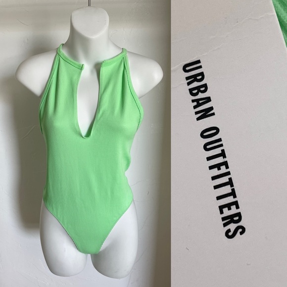 Urban Outfitters Tops - URBAN OUTFITTERS NWT Out From Under Lime Stretch Ribbed BODYSUIT Size M/L